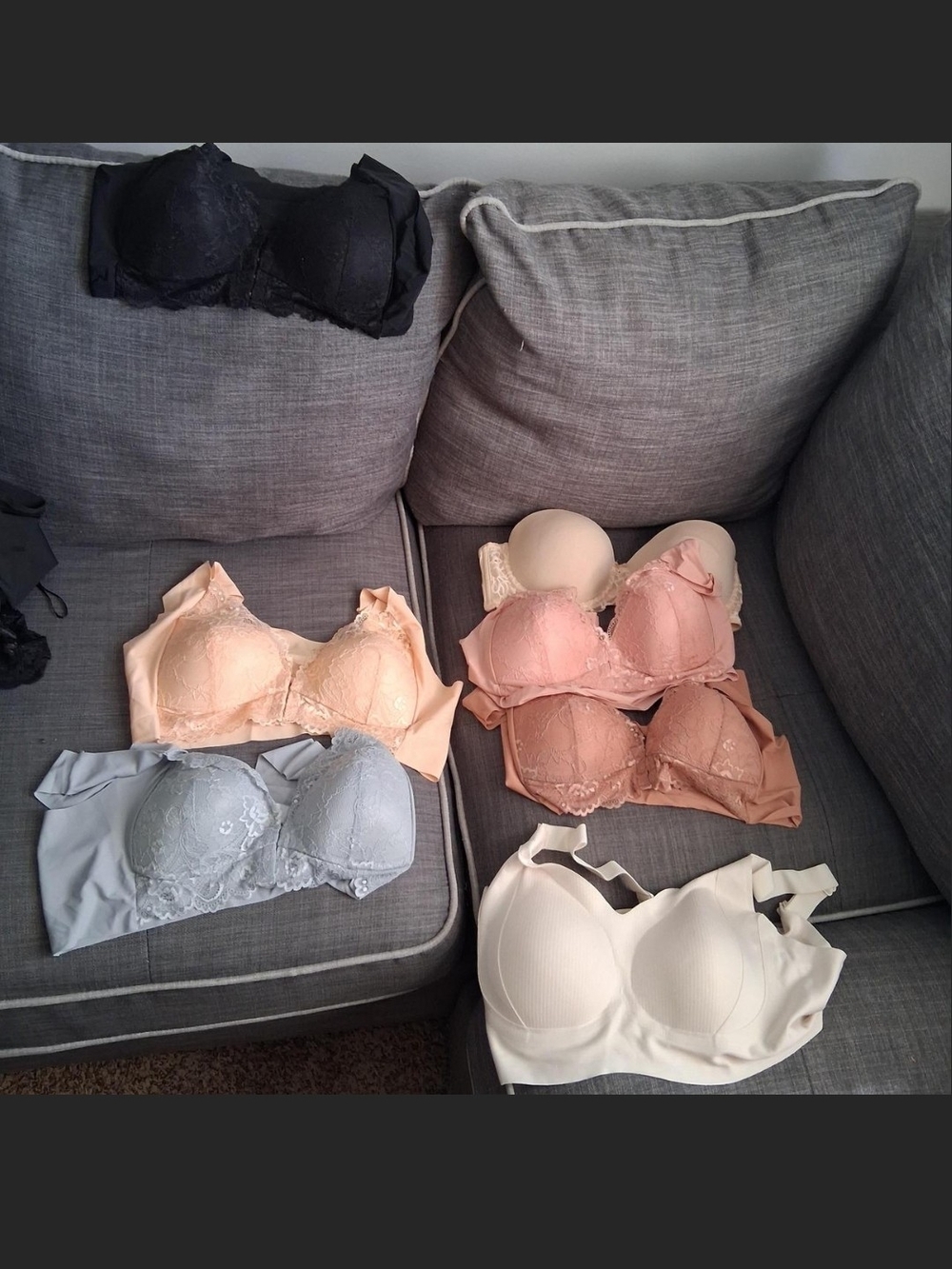 & Other Stories Lace-Trim Strapless Bra Set — Black, Blush, Nude, Gray, Cream